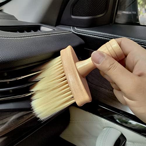 Apbfh Wooden Car Interior Detalhando Brush para limpar o painel automático, ventilação de ar, assento de couro, teclado