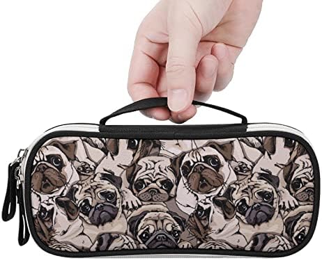 Pugs fofos de alta capacidade caneta portátil portátil transportar bolsa de armazenamento de caneta com zíper com zíper