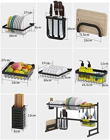 Prato preto rack de secagem, rack de secagem de pratos de aço inoxidável, escorriador de pratos na pia, drenadores