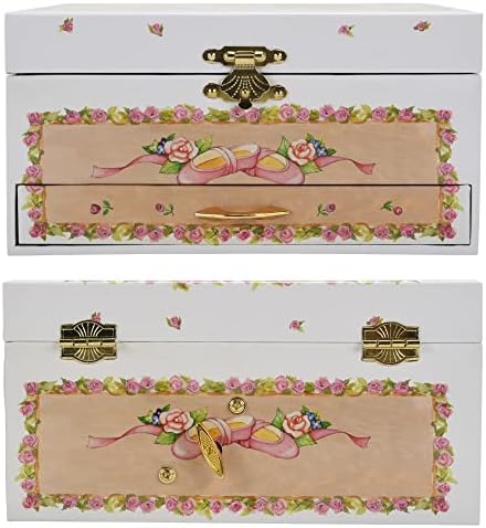 Broadway Gift Co co -rosa pálido Ballerina Cardboard Jewelry Box Plays Swan Lake