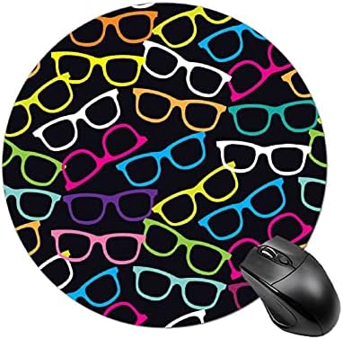 Óculos de arte pop-ar-Art Round Mouse Mouse Mesa de mesa com base de borracha sem deslizamento para laptop em casa para jogadores