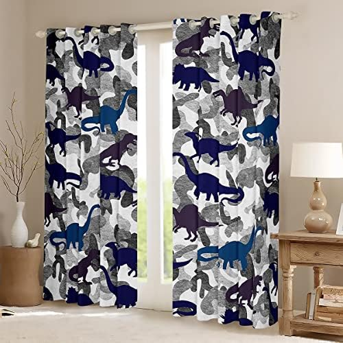 Camo dinossauro 30-50% cortina de blecaute para crianças meninos meninas, cortina de animais de desenho animado, camuflagem