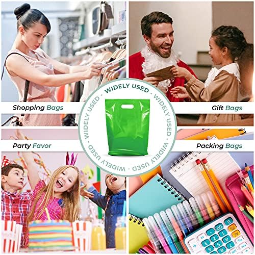 100 pacote 9 x 12 com mercadorias verdes de 1,25 mil de espessura bolsas de varejo de plástico e brilhante | Die Cut Handles |