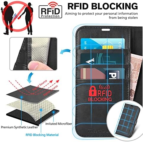 Tucch Case para iPhone 13 Mini Wallet Case, [Shell interna à prova de choque TPU] Couro PU [Bloqueio de RFID] [Titular do cartão