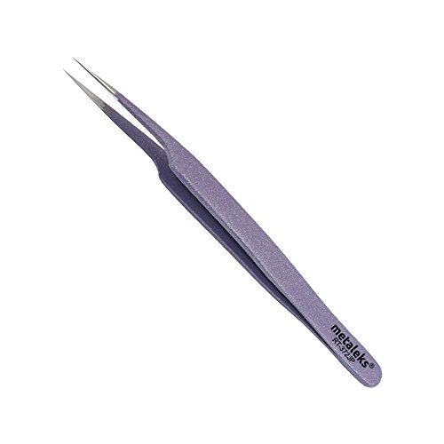 Metaleks Tweezers para extensão de cílios - pinças pontiagudas retas e curvas - Conjunto de pinças de precisão de aço inoxidável