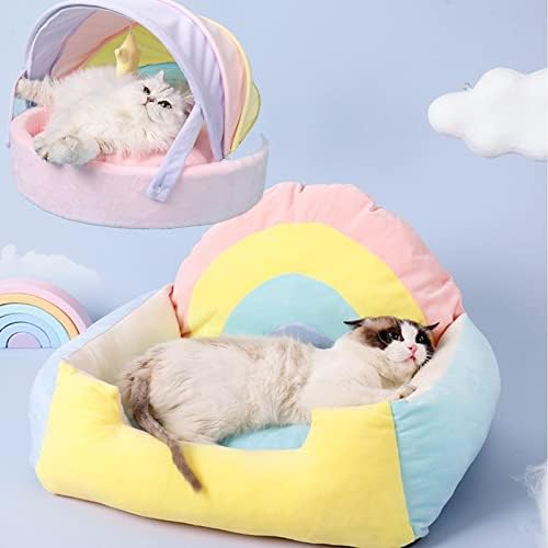 UMOCAN Bed Bed Bed House Cama de gato Cama de gato fofo Rainbow Ten Pet Dog Pad DormiEn Winter Cat Cat Nest Dog Larters