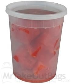 Recipiente de alimentos para sopa de microondas de 32 onças de plástico com tampas, 50 contagens