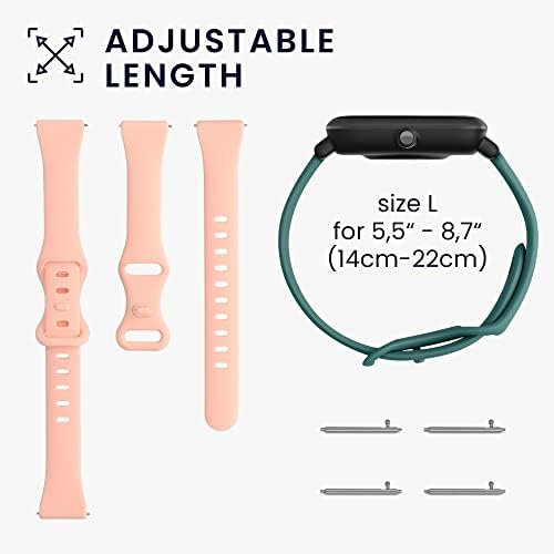 Kwmobile Silicone Bands compatíveis com Huami Amazfit GTS 2 mini - tamanho L 5.5-8,7 polegadas - Pink empoeirado/gasolina