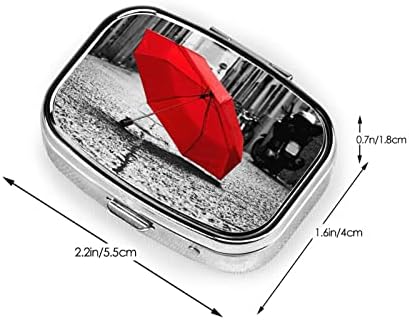 PSVOD Red Umbrella Portable Mini Travel Pill Caixa diária - Lembrete de comprimidos quadrados, caixa de vitamina