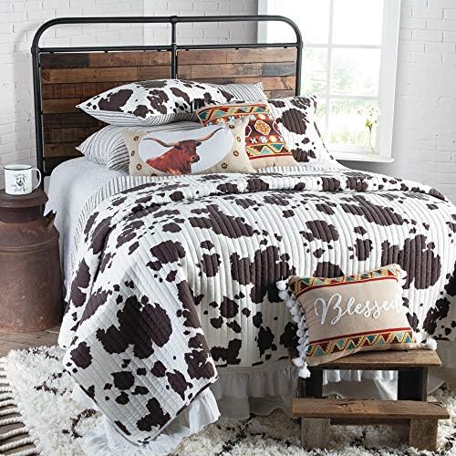 Rod Bessie King Cow Print Brown Western e White Quilt