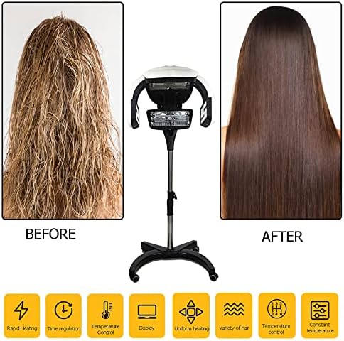Qqxx profissional secador de cabelo em pé, altura do processador de cor de cabelo independente ajustável, vapor de cabelo com