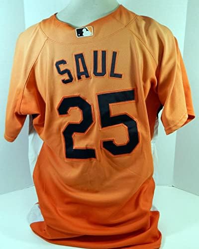 2007-08 Baltimore Orioles Jim Saul 25 Game usado Orange Jersey BP ext