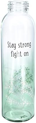 Pavilion Gift Company Stay Strong Fight em 16.5 oz garrafa de água de vidro com torção na tampa selada a vácuo, 16,5,