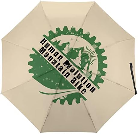 Human Evolution Mountain Bike Umbrella Umbrella portátil Guarda dobrável à prova de vento para chuva Auto Open Close