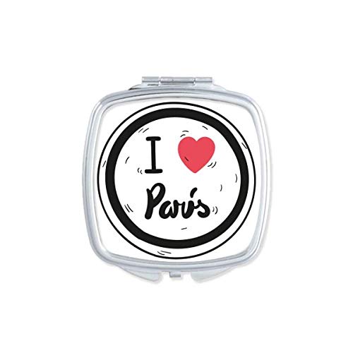 Eu amo as palavras de Paris Padrão espelho espelho portátil compacto maquiagem de bolso de dupla face de vidro