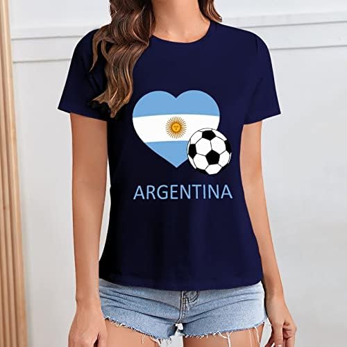 Amo argentina futebol feminino feminina de pisca-camiseta curta de manga curta tops de verão casual de verão