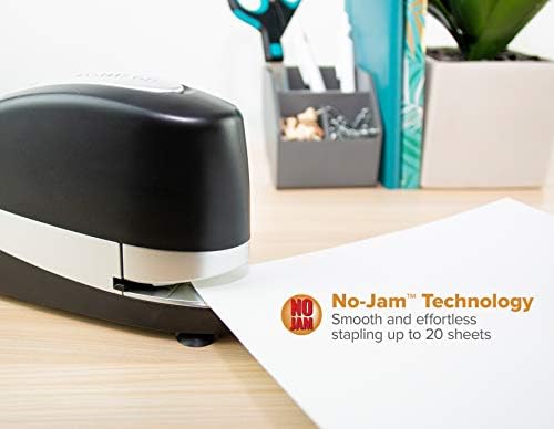 Bostitch Office Impulse 20 Sheet Executive Electric Stapler - Pesado, não -Jam com garantia confiável garantida por, preto/prata