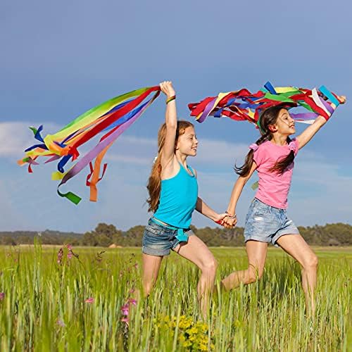 24 PCs Rainbow Dance Fibbons, ritmo de fita streamers Rainbow STAMPERS DE DANÇA RITMICA DE GYMNATICA RÍTICA RETES