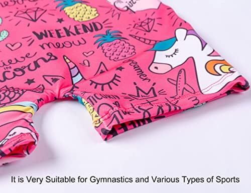 Rainbowsnow Bundle de Hotpink Unicorn Gymnastics Leotards for Girls Little Kids Leopard Gym Bikeard Tamanho de 5-6 anos