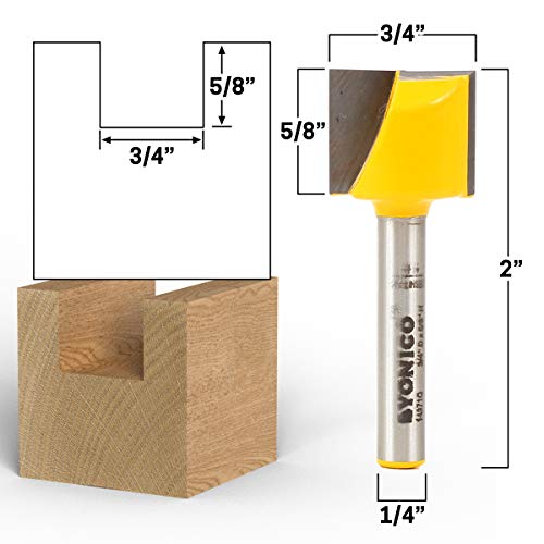 Yonico 14971q 3/4 polegadas de diâmetro limpa inferior do roteador de 1/4 de polegada haste