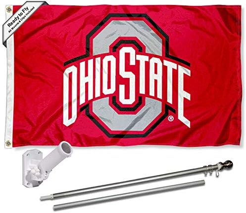 Bandeira atlética de Ohio State Buckeyes com kit de poste e suporte