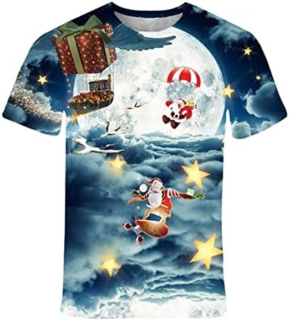 ZDDO Christmas Men's Designer T-shirts de manga curta, rua 3D engraçado Natal Santa Claus Tee ROVA FESTIDA T TOPS