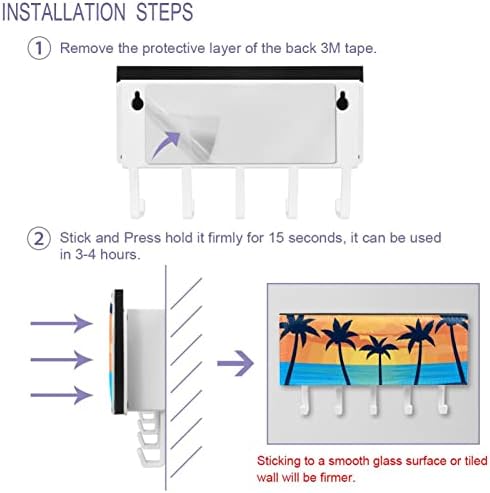 Laiyuhua ganchos adesivos coloridos com 5 ganchos e 1 compartimento para armazenamento, perfeito para sua entrada, cozinha, quarto Sunset