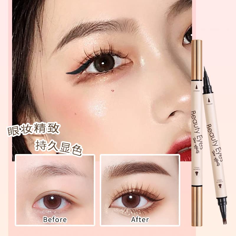 Weershun Eye Makeup Pen líquido caneta de três garras Eyeliner a lápis dois em um em um e caneta de uso duplo à prova