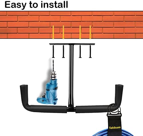 Tahikem 4 defina o rack de armazenamento de garagem aéreo, gancho duplo de armazenamento de serviço pesado, cabide de teto,