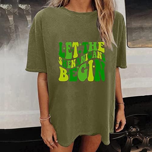 Yubnlvae St. Patrick's Day Tees for Women Heart Soft Crew pescoço solto Party Fouty Lucky Round Round