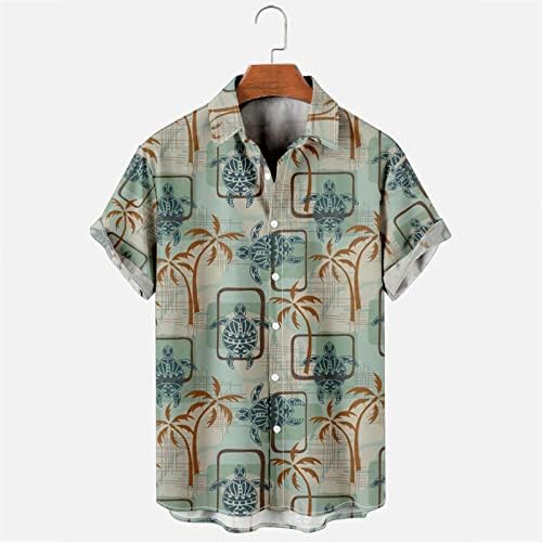 Camisas de verão masculinas de manga curta para baixo camisetas de praia geometria gráfica colorida Blusa de colarinho
