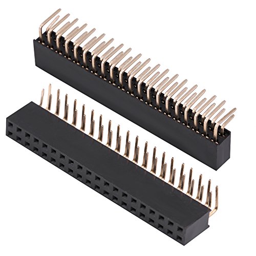 Cabeçalho de pino feminino de 3pcs, 2,54 mm 2 linhas 40 pinos PCB PIN PIN do pino do conector Angular reto Raspberry