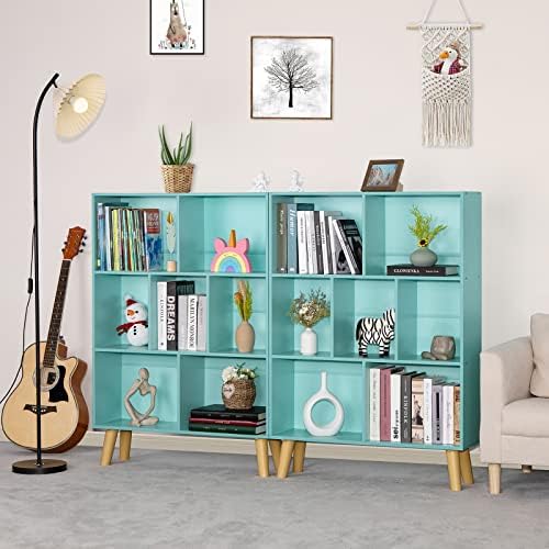 7 Bookshelf de estante de estante de 3 camadas com pernas, organizador de armazenamento fofo de livro de livros infantis