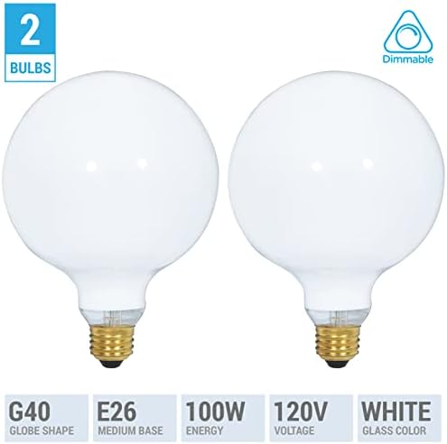 G40 Lâmpada incandescente 2700K Luz macia, lâmpadas de globos decorativos, base média E26, uso perfeito para decoração,