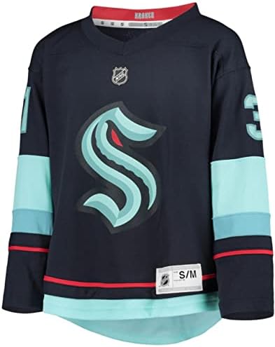 Juventude externa da juventude Philipp Grubauer Seattle Kraken Home Replica Jersey