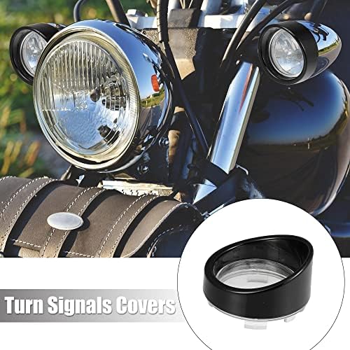 Motoforti 2pcs 2 polegadas Clear Turn Signal Lens Tampa com visor preto molduras para Harley Dyna Sportster Road King Street