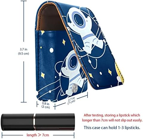 Mini maquiagem de Oryuekan com espelho, bolsa de embreagem Leatherette Lipstick Case, Universo de Cartoon Space Nebula Lovely