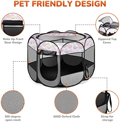 Tasdise Portable Dog Playpen Exercício dobrável Tenda de canil para cães pequenos Cats Cletos de cachorro, ótimos para uso de camping