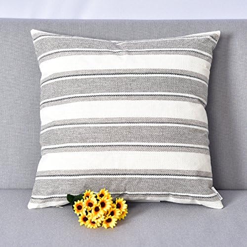 Natus Weaver Multi Color Stripe lined Burlap Square Throw Cushion Cover Sham Euro Brophcase com zíper escondido, 18 x 18