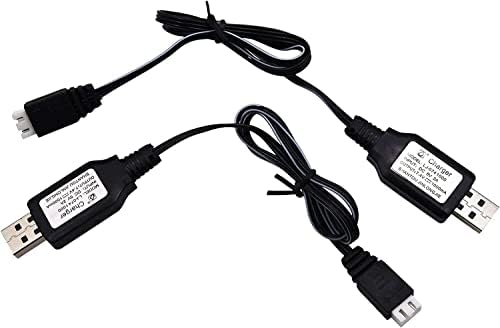 Jiechun 2pcs Cabo de carregamento USB 1A com conector XH-3P compatível com Hosim Q903 Q905 AXIAL SCX10 2S 7.4V LIPO Bateria