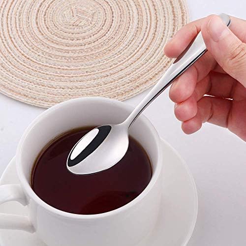 Comprador Estrela Demitasse Espresso Spoons, 8 peças 5,5 polegadas Mini Cafeteira, 18/10 Aço inoxidável Solas de chá pesado