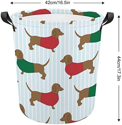 Lavanderia cesta de dachshund-dogs-wallpaper cesto de lavanderia com alças cesto dobrável Saco de armazenamento de