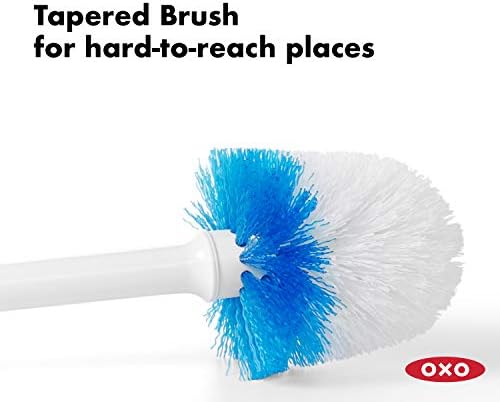 Oxo Good Grips compacta escova de vaso sanitária e vasilhas e gripes de vaso sanitário com capa, branco