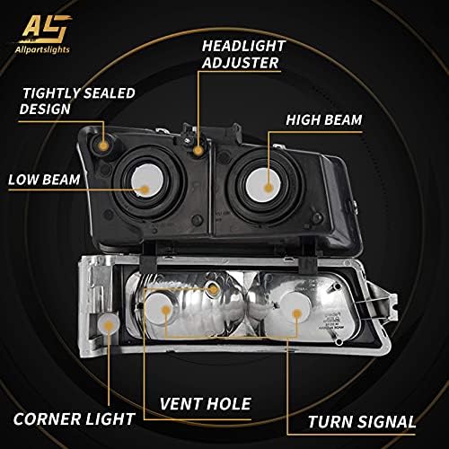 Como conjunto do farol compatível com 2003-2006 Chevy Avalanche Silverado 1500 2500 3500/2007 Chevrolet Silverado Classic Black