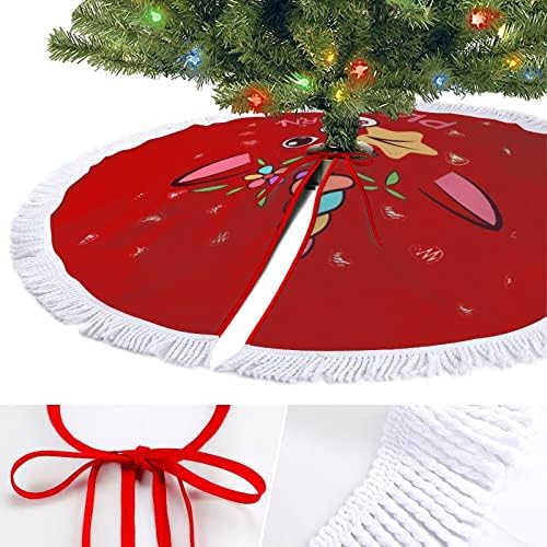 Salia de árvore de Natal de pigicórnio engraçada para decorações de festas de férias com renda com borla