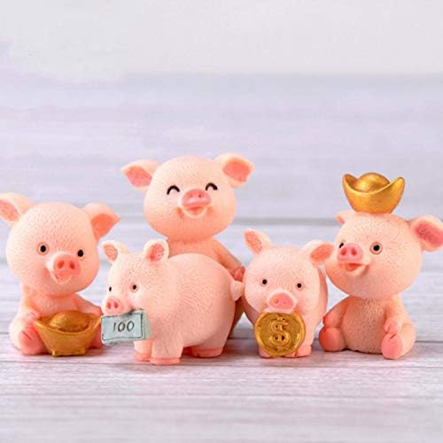 Figuras de porcos miniaturas de Twdyc Figuras de animais aboráveis ​​Toys Lucky Piggies Bolo Topper Decorações de