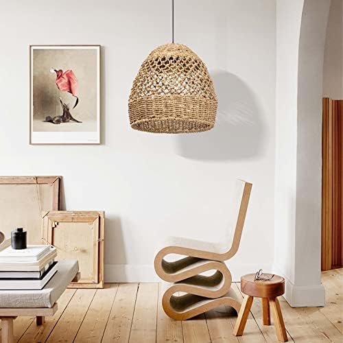 Arturesthome Retro Rattan Tecida luminária pendente