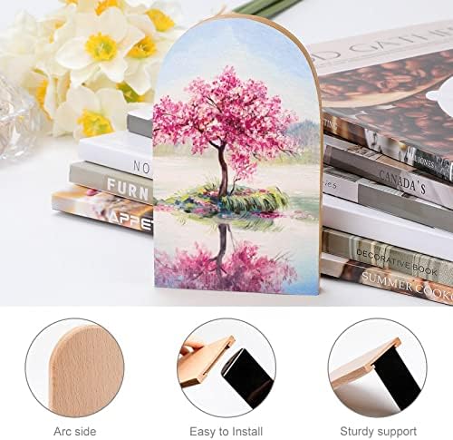 Fuji Cherry Blossoms Livro termina para prateleiras Livros de madeira de madeira Titular para biblioteca Decoração