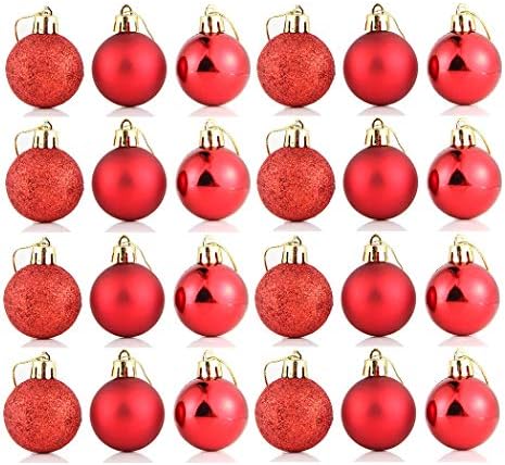 24pcs Red Christmas Ornamentos da bola de Natal Tree decorativa de bolas penduradas para a decoração da festa de casamento