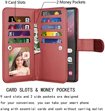 NJJEX Galaxy S23 Caso Ultra, para a caixa de carteira Ultra Samsung Galaxy S23, [slots de 9 cartas] PU Couather Id Creditt